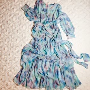 Long Sleeve Water Color Maxi Dress